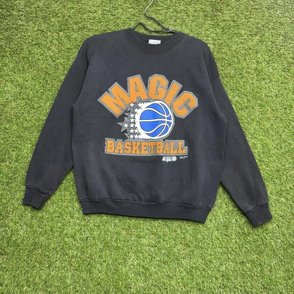 Vintage Orlando Magic Sweatshirt Mens Medium Black NBA Basketball Pullover Hanes